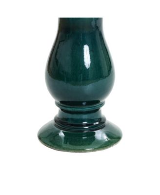 Dark Green Flower 21.65-Inch Tall Ceramic Birdbath