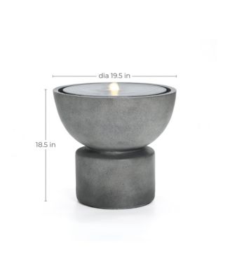 Gray with Speckled Black Resin Round Bubbler 18.5" Tall Outdoor Fountain with Lights