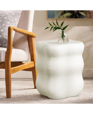 White MgO Modern Curves Square 18.5-Inch Tall Side Table, Indoor and Outdoor
