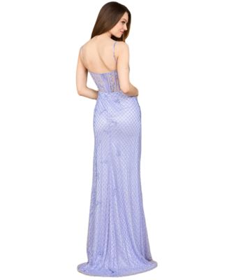 Women's 9923 - Beaded Corset Gown with Slit