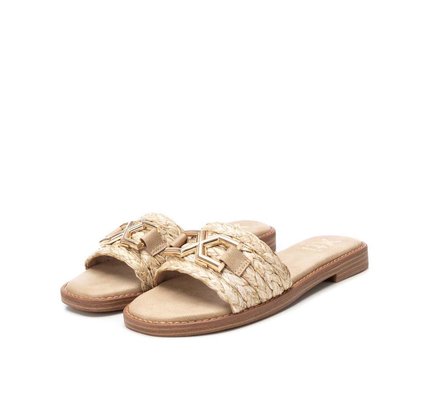 Женские сандалии XTI Raffia Slide, цвет: Бежевый — фото 5