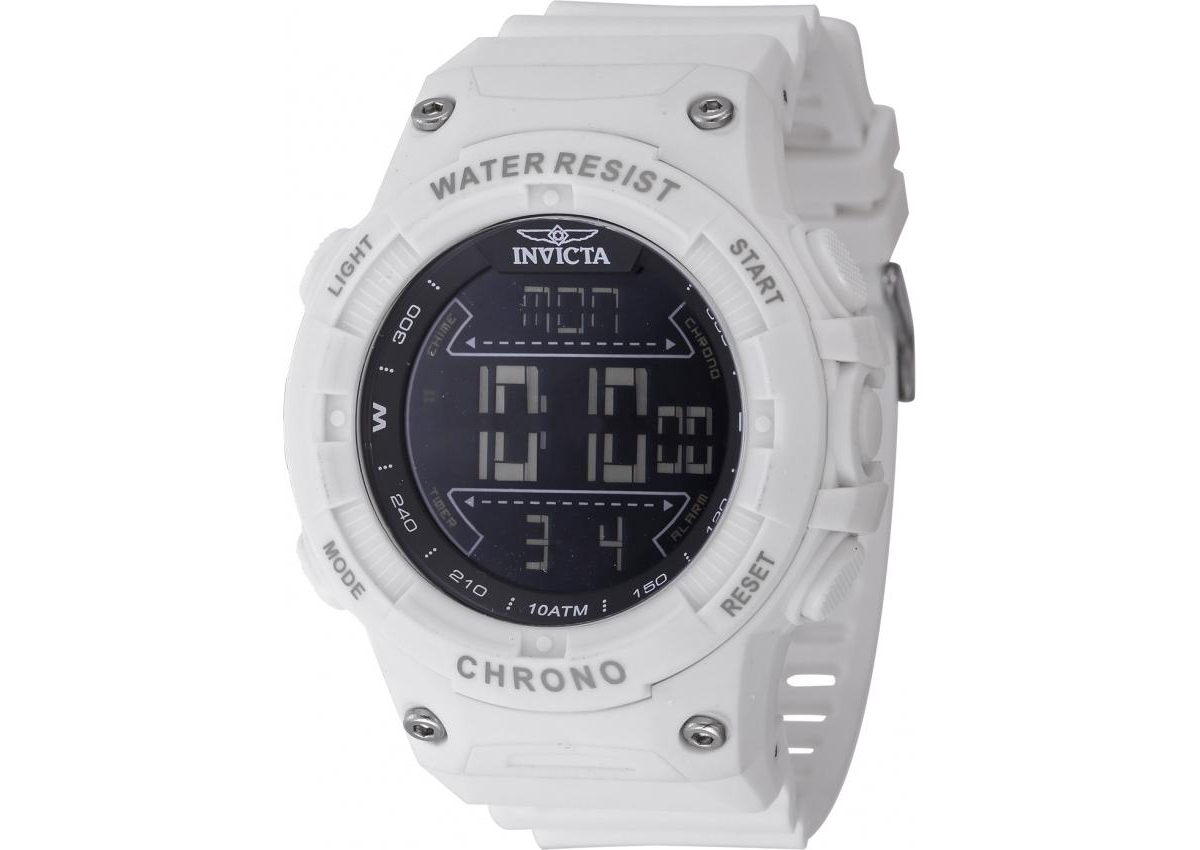 Men's 47524 Invicta Racing Digital Gmt/Alarm Black Dial Watch - White