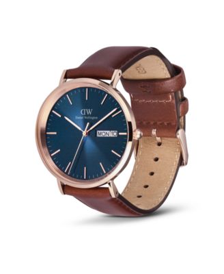 Men's Analog Brown Leather Watch, 40mm