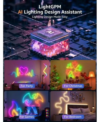 N1 32.8ft AI Smart RGB Rope Lights, LightBeats Music Sync, Color Segment DIY, Voice Control Via APP, Wi-Fi & Bluetooth LED Strip Lights