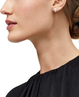 Cultured Freshwater Pearl (7mm) & Lab Grown Diamond (1/3 ct. t.w.) Stud Earrings in 14k Gold