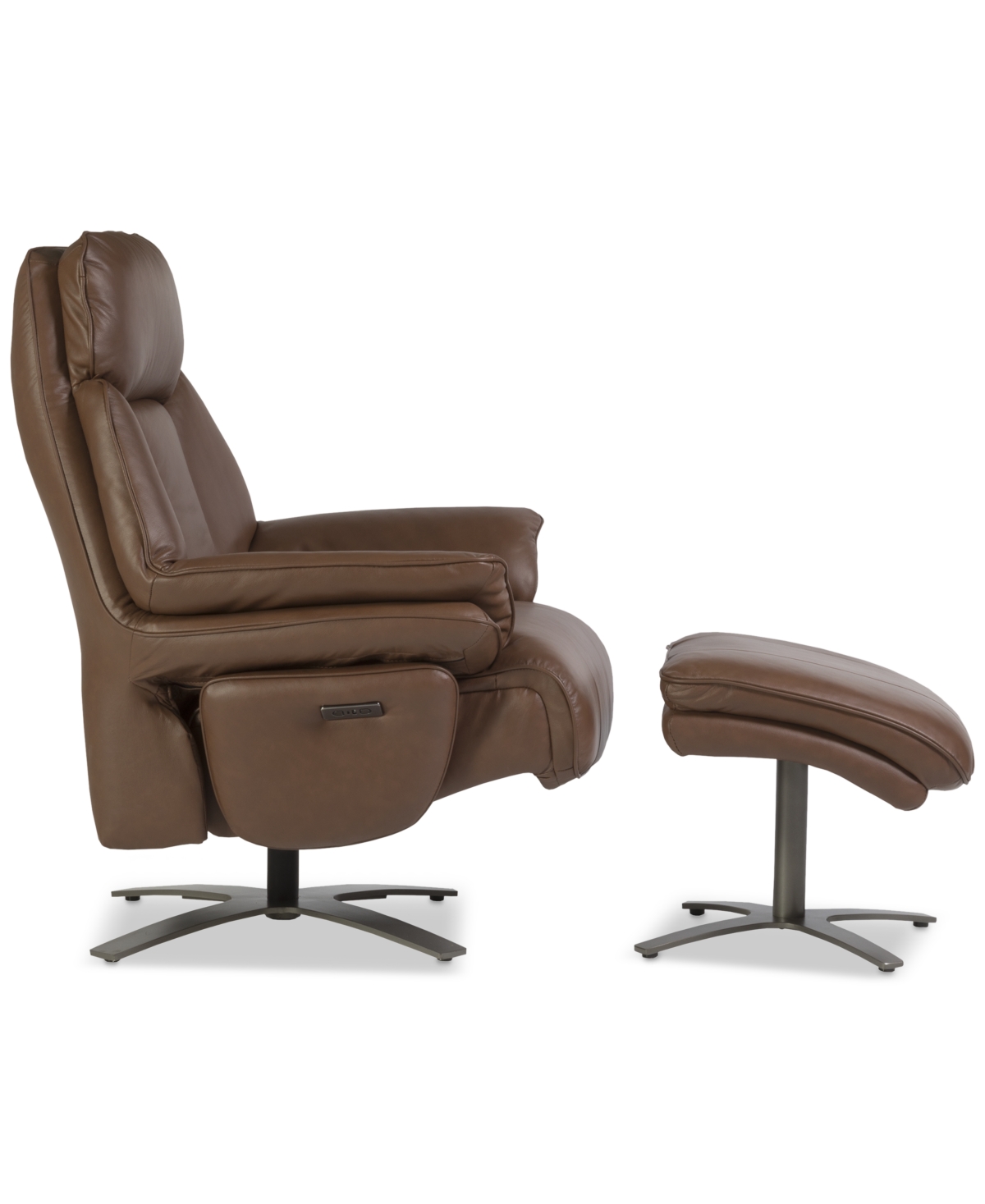 Macy's Guermo Leather Power Recliner, Exclusively At  In Brown