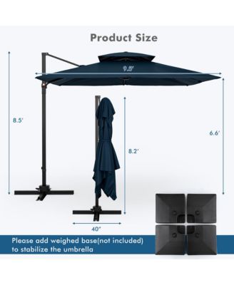 Patio 9.5FT Square Cantilever Offset Umbrella Double Vented 360° Heavy Duty