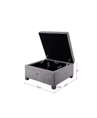 Square Upholstered Storage Ottoman with Button Tufted Top Soft Close Lid and Solid Wood Legs for Living Room Bedroom or Entryway Seating-The Pop Home