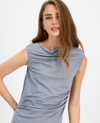 Women's Draped Asymmetric-Neck Dress