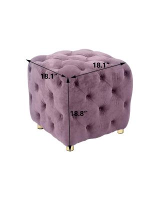 Velvet Upholstered Cube Ottoman with Tufted Design, Hidden Storage, Gold Legs, Footstool for Living Room or Bedroom