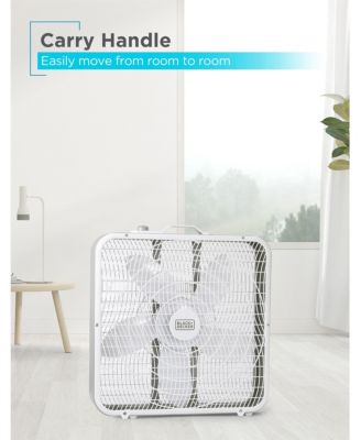 BLACK+DECKER Box Fan with 3 Speed Settings, 20&amp;#x201D; Box Fan with Carrying Handle, Rotary Knob and Recessed Cord Storage, Portable Fan and Cooling Fan for Home, Office, Garage, Basement &amp; More