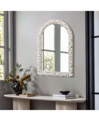 Distressed White Arch Rectangle 36-Inch Tall Wall Mirror, Accent and Vanity