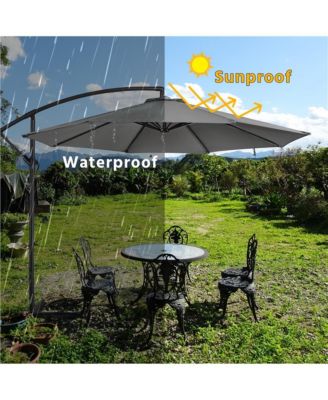 10 Ft Patio Offset Umbrella Cantilever Umbrella, Red