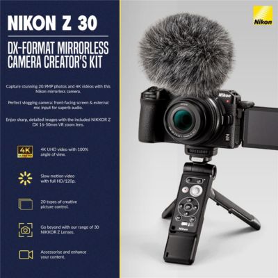 Z 30 Mirrorless Camera Creator's Kit, Bundle with 128GB Memory Card, Shoulder Bag, TASC300 Microphone, MT-11 Tripod, EN-EL25 Battery, Charger