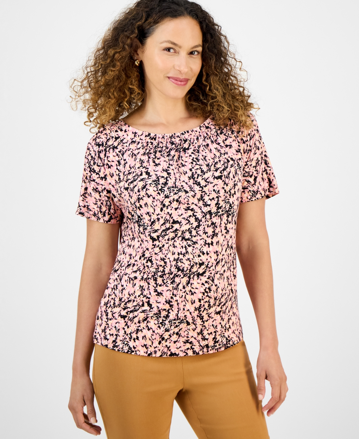 Jm Collection Petite Abstract-Print Top, Exclusively at Macy's