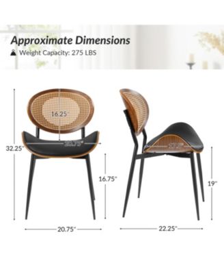 Ema Modern Dining Chair with Curved Wood Backrest,Set of 2