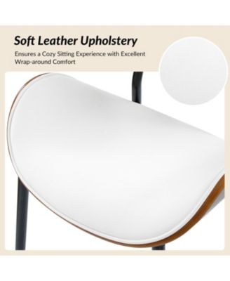 Ema Modern Dining Chair with Curved Wood Backrest,Set of 2