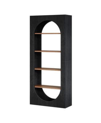 5-Tier Black Arched Bookshelf, 70.87-Inch Tall Arch Bookcase with Storage, Modern Book Shelf Storage Organizer for Living Room, Home Office