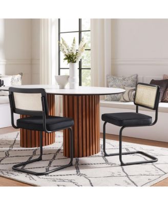 Set of Two Velvet Upholstered Dining Side Chairs with Stylish Design