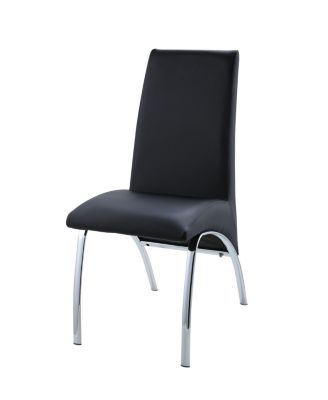 Set of Two Faux Leather Dining Side Chairs with Cushioned Seat and Back