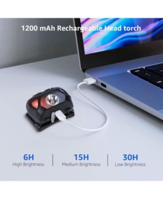 High Lumen Rechargeable LED Headlight, 6 Modes Waterproof Flashlights with Adjustable Headband for Camping Hiking Biking, USB Cable Included