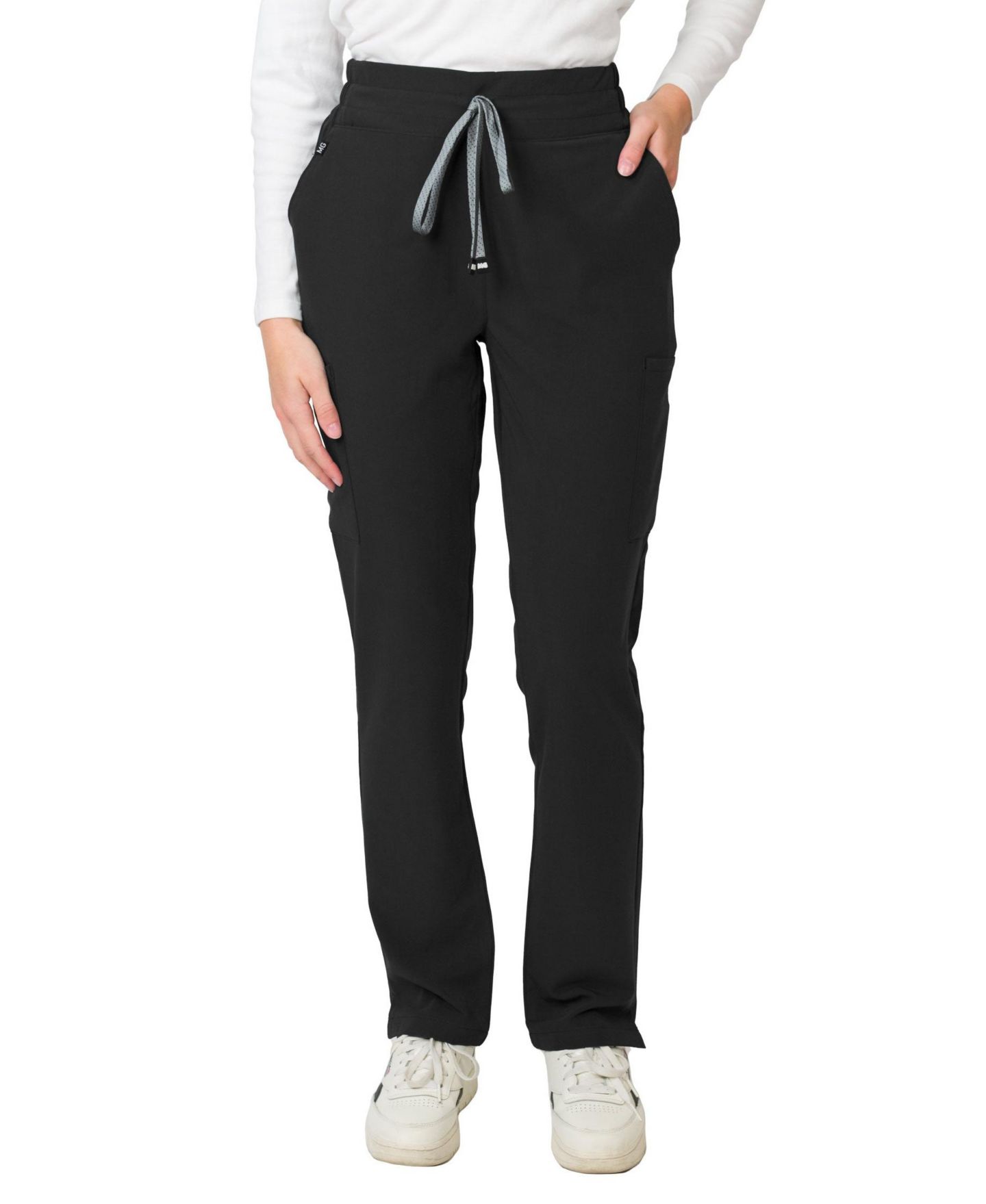 Женские брюки Medgear Ariana Mid-rise Slim Straight Scrub, цвет: Чёрный — фото 1
