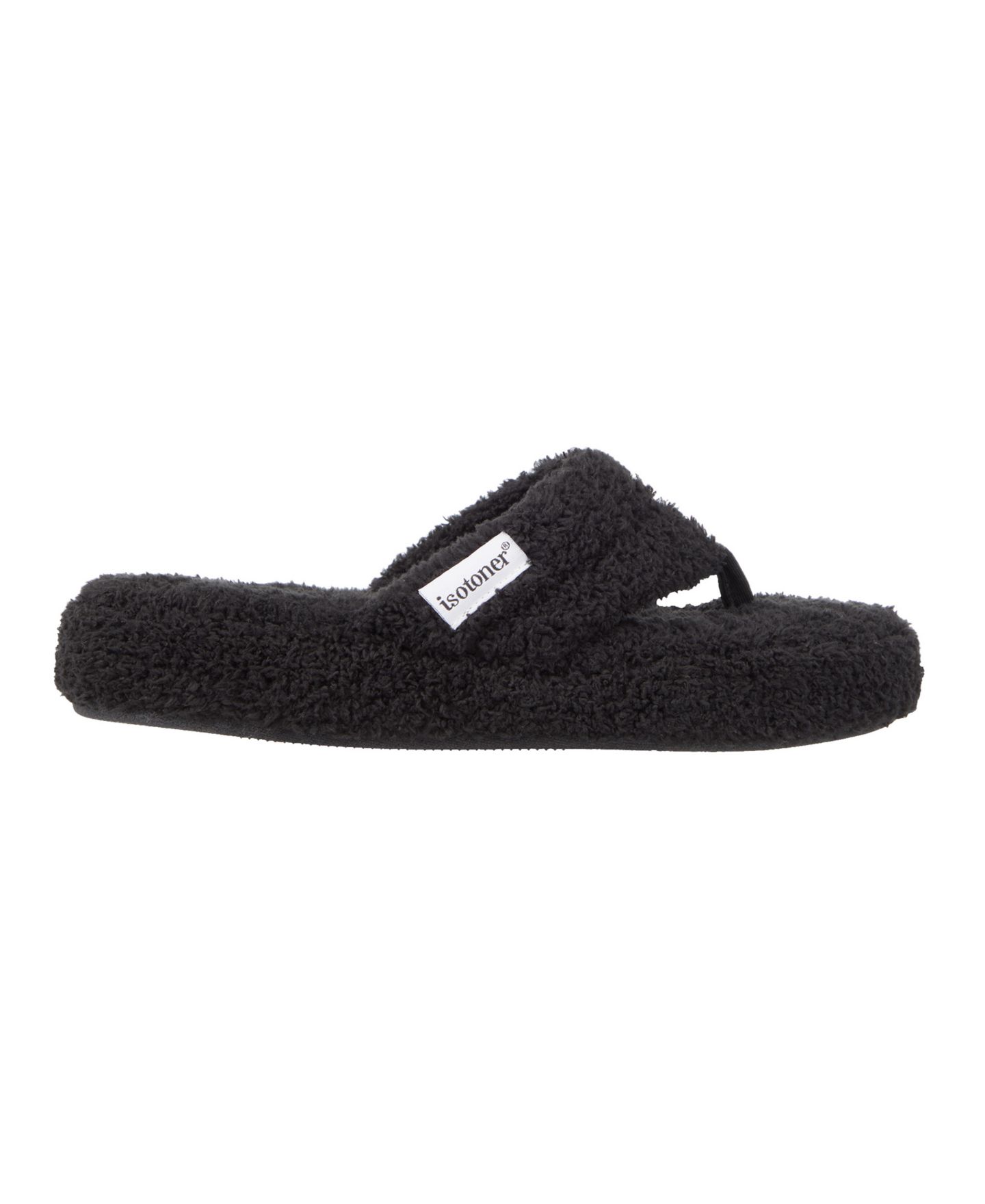 Женские тапочки Isotoner Signature Joey Cozy Plush Thong Slippers, цвет: Чёрный — фото 2