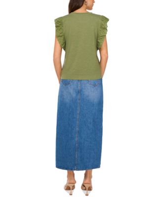 Women's Cotton Eyelet-Lace Trim Tank Top