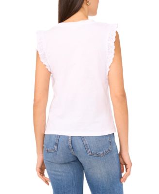 Women's Cotton Eyelet-Lace Trim Tank Top