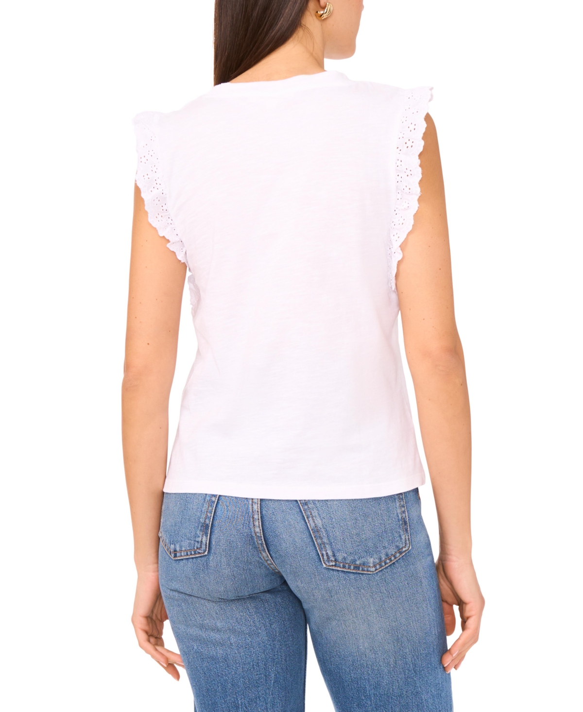Vince Camuto Women's Cotton Eyelet-lace Trim Tank Top