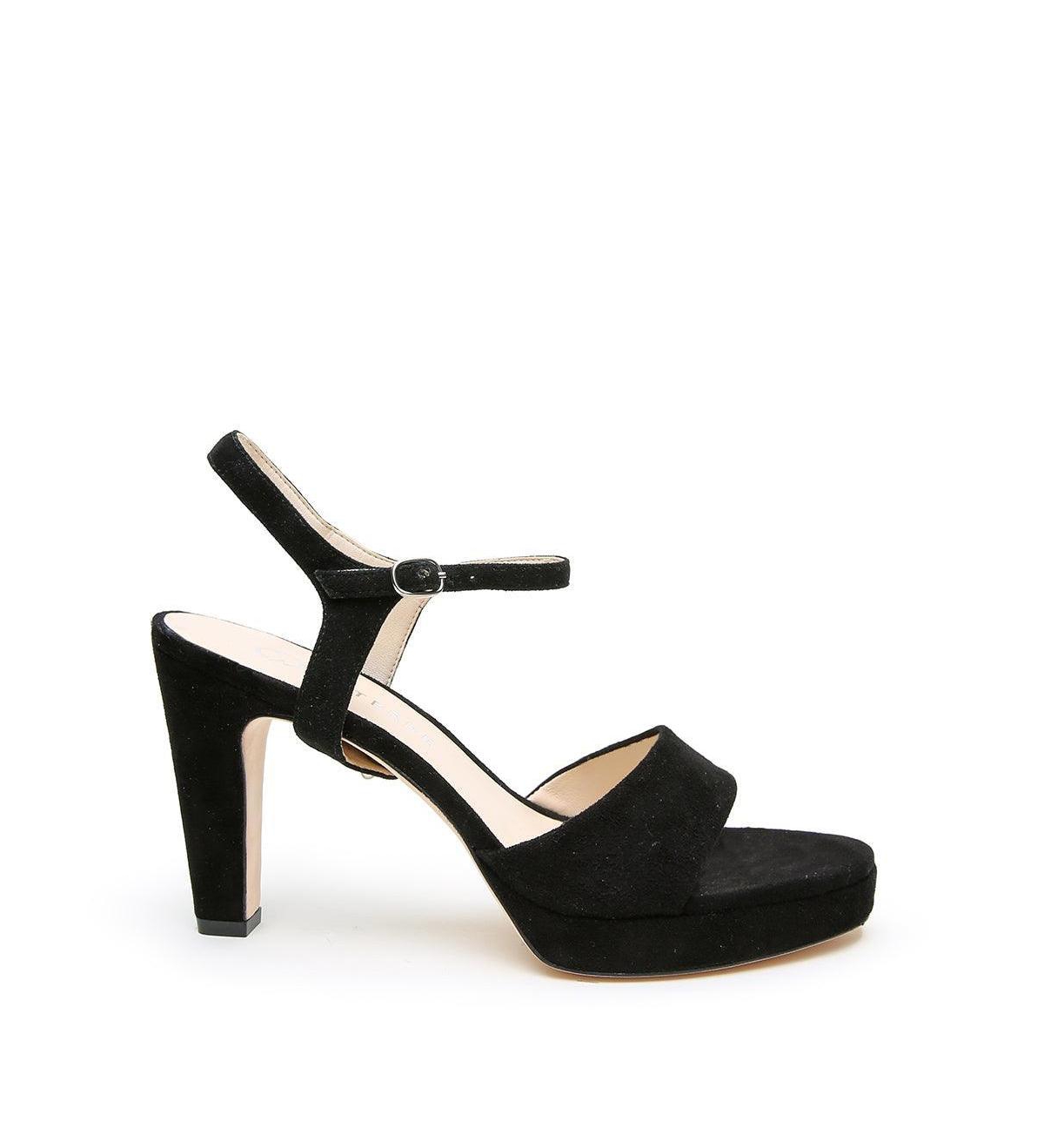 Women's Black Suede Jackie Customizable Platform - Black suede