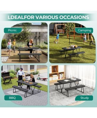 4.5ft Picnic Table with 2 Benches Heavy-Duty Table for 4-6 Person