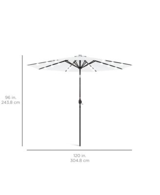 10ft Solar LED Lighted Patio Umbrella w/ Tilt Adjustment, UV-Resistant Fabric