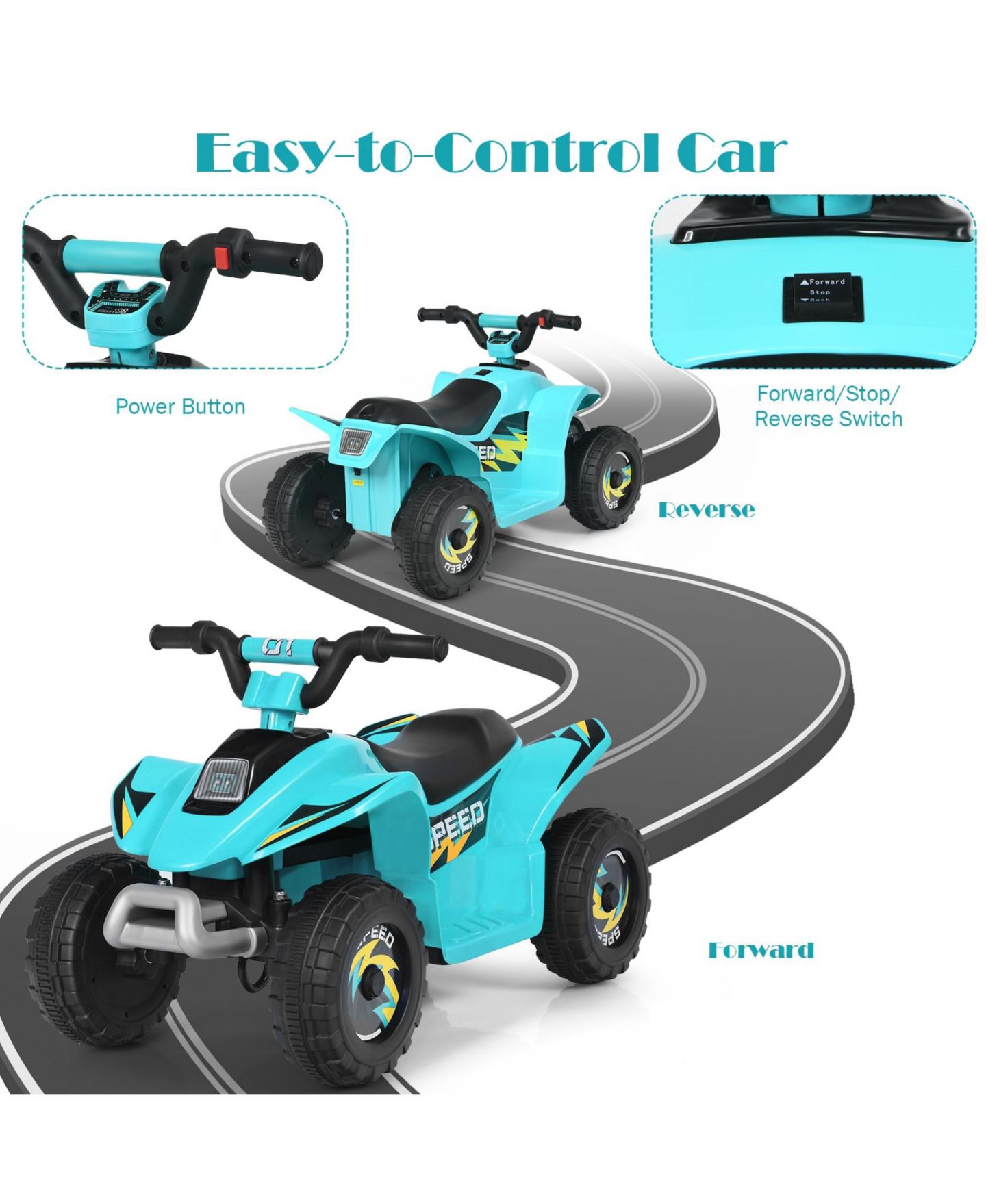 Детская игрушка Mecale Atv Electric 4-Wheel Ride-On Toy, for 1 Player, Ages 3+, цвет: Синий — фото 7