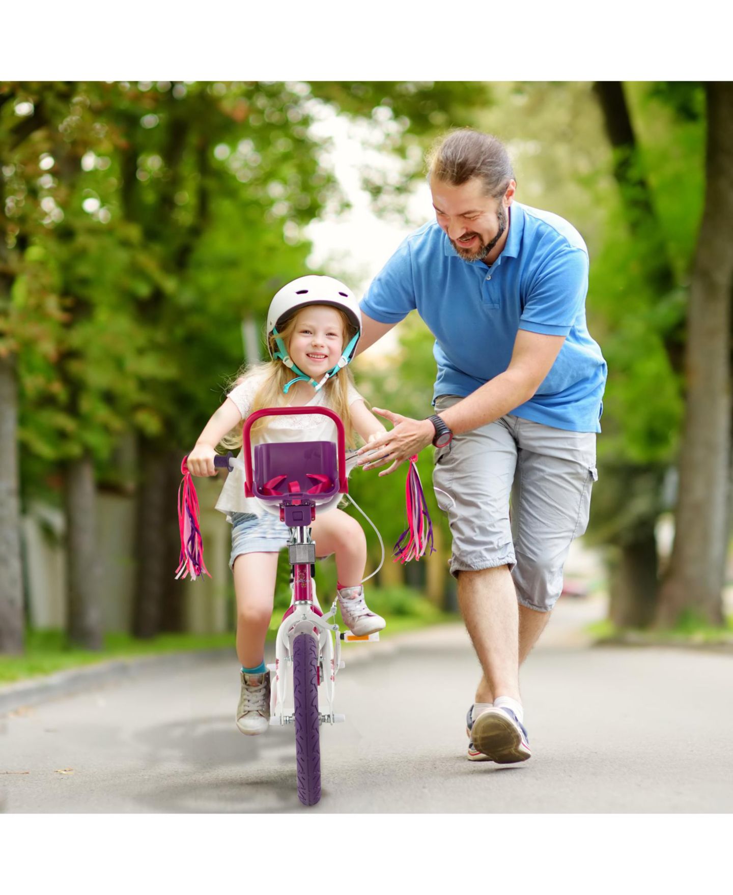 Детская игрушка Mecale 16 Inch Kids Bike with Training Wheels and Doll Seat, Ages 3-7, цвет: Фиолетовый — фото 9