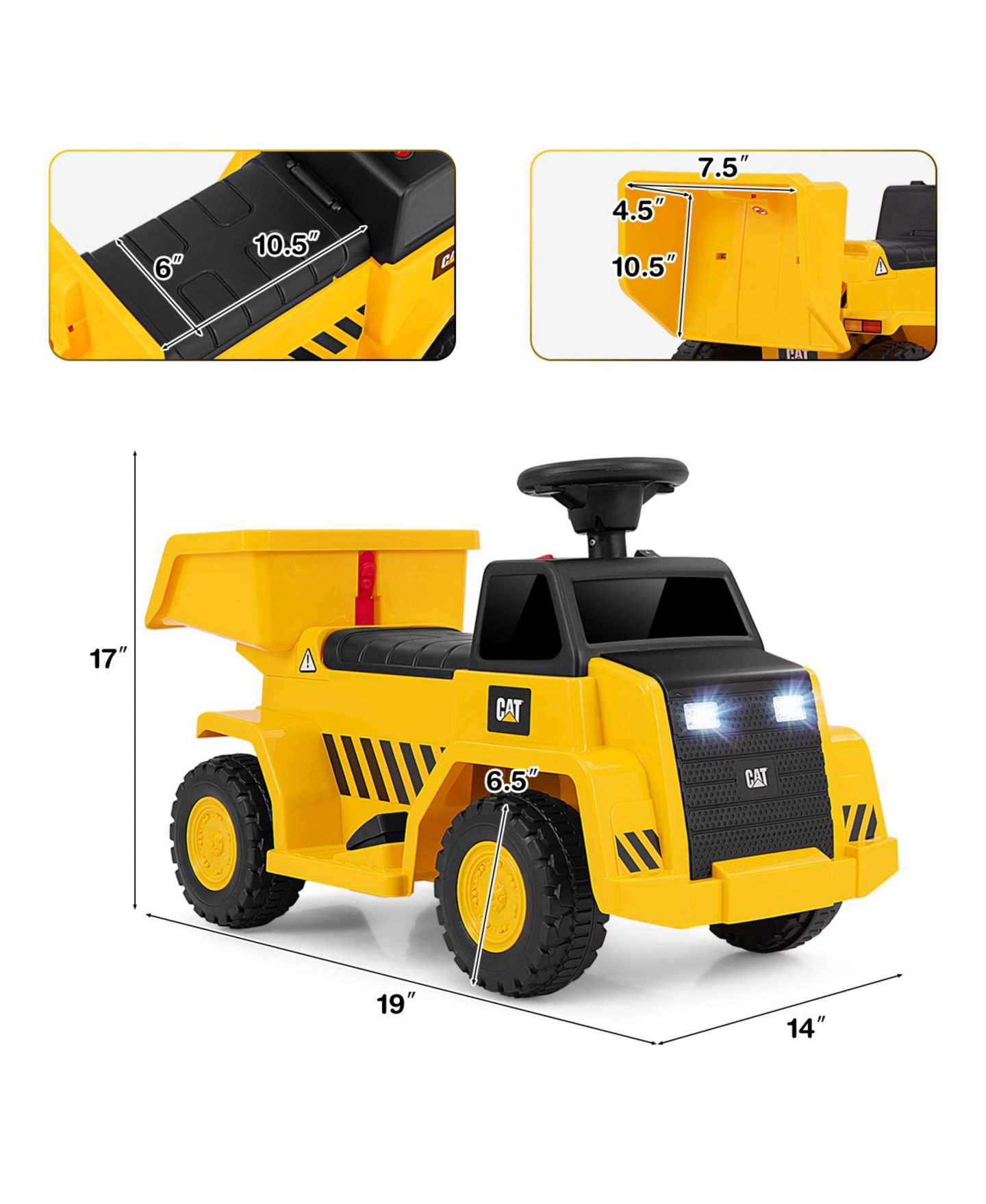 Детская игрушка Mecale 6V Electric Licensed Caterpillar Construction Vehicle with One-Button Start, цвет: Жёлтый — фото 4