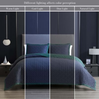 100% Cotton Sateen 3 Piece Textured Quilted King Size Coverlet Set