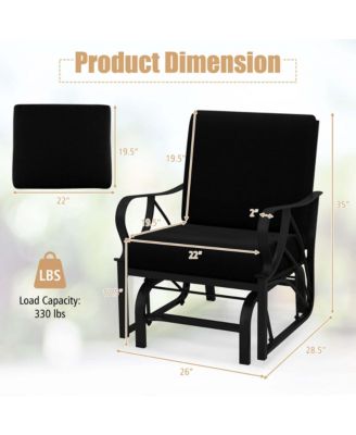 2 PCS Patio Rocking Chair with Cushion Heavy-Duty Metal Frame Smooth Glider Outdoor
