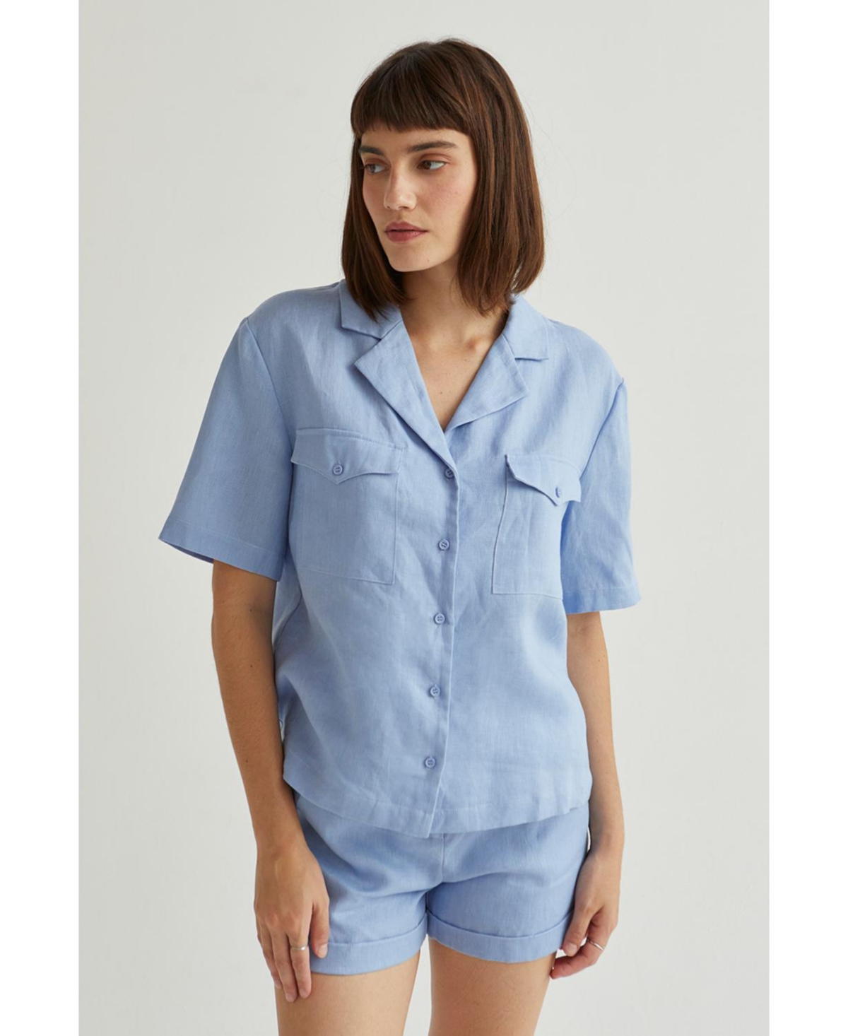 Women's Clara Linen Button Up Tp - Blue