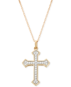 image of Diamond Cross Pendant Necklace (1/4 ct. t.w.) in 14k Gold