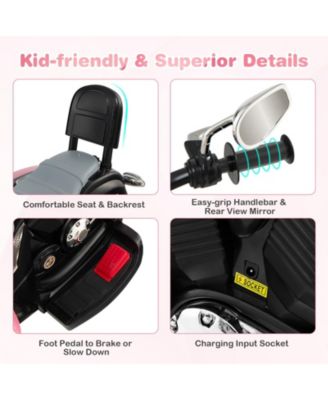 6V Powered Toddler 3-Wheel Motorbike Ride On Toy with Horn and Headlight