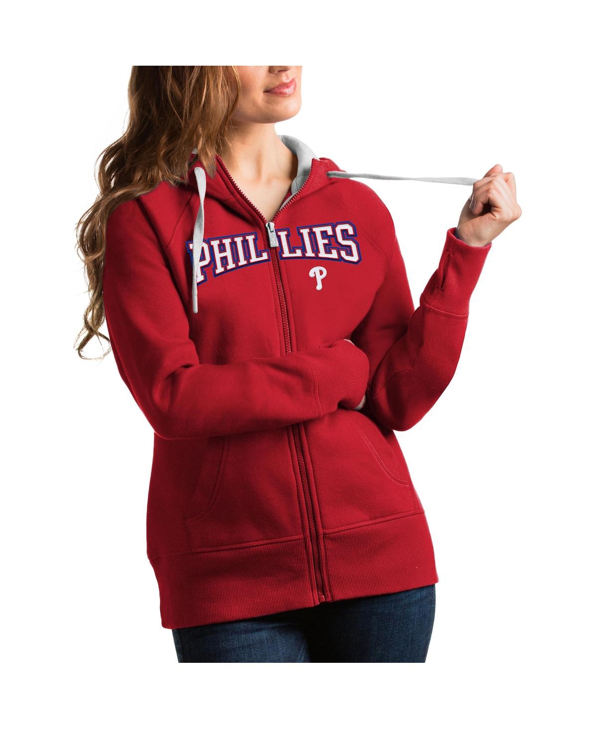Women's Red Philadelphia Phillies Team Logo Victory Full-Zip Hoodie - Red