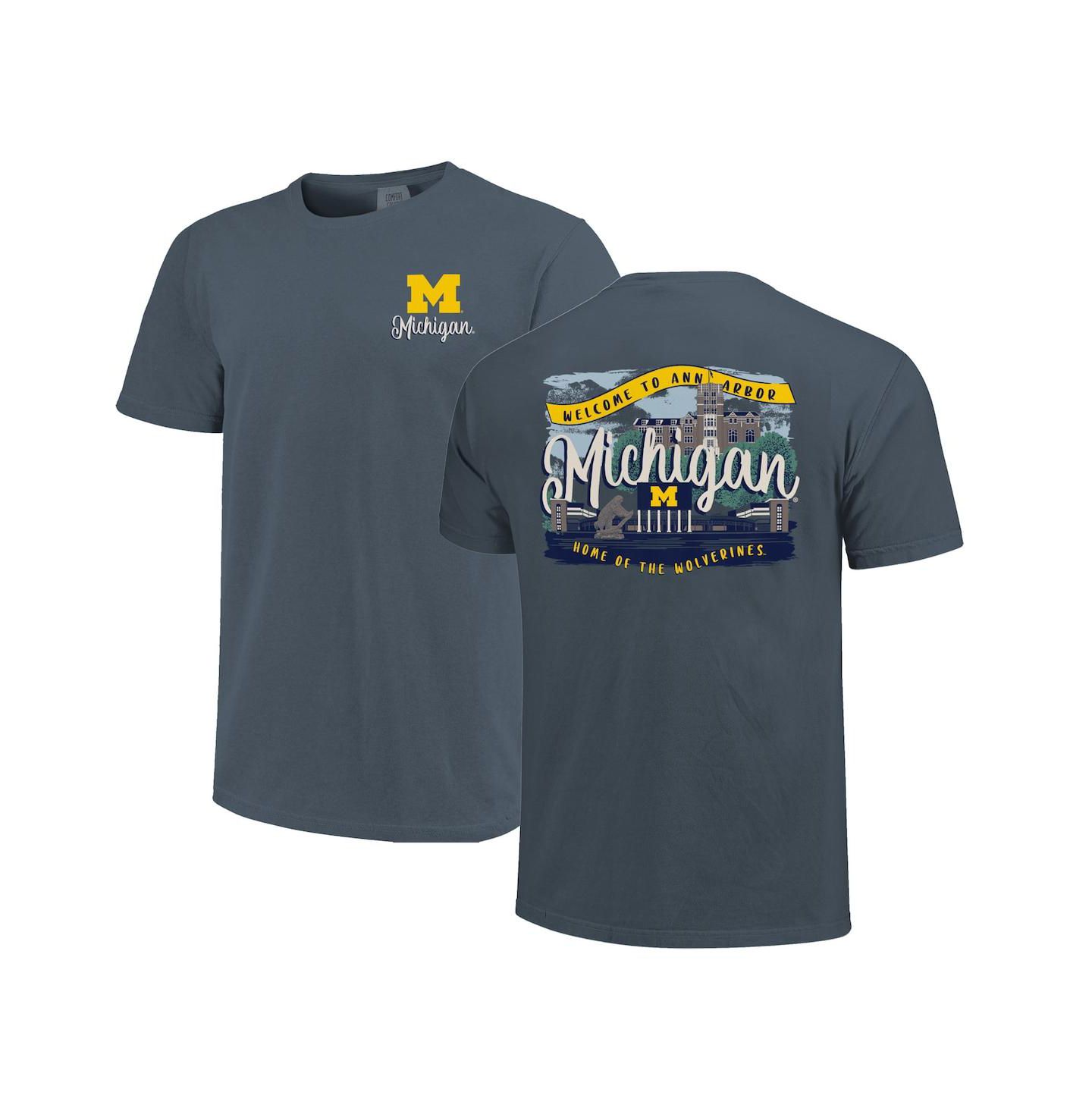 Женская футболка Image One Navy Michigan Wolverines Comfort Colors Campus Scene Drawing Script — фото 1
