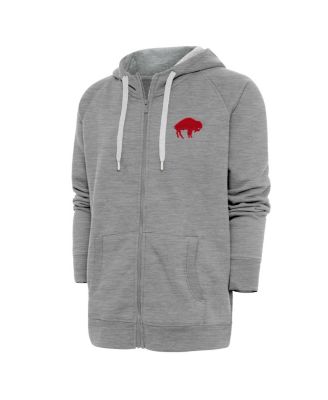 Antigua - Men's Heather Gray Buffalo Bills Throwback Logo Victory Full-Zip Hoodie