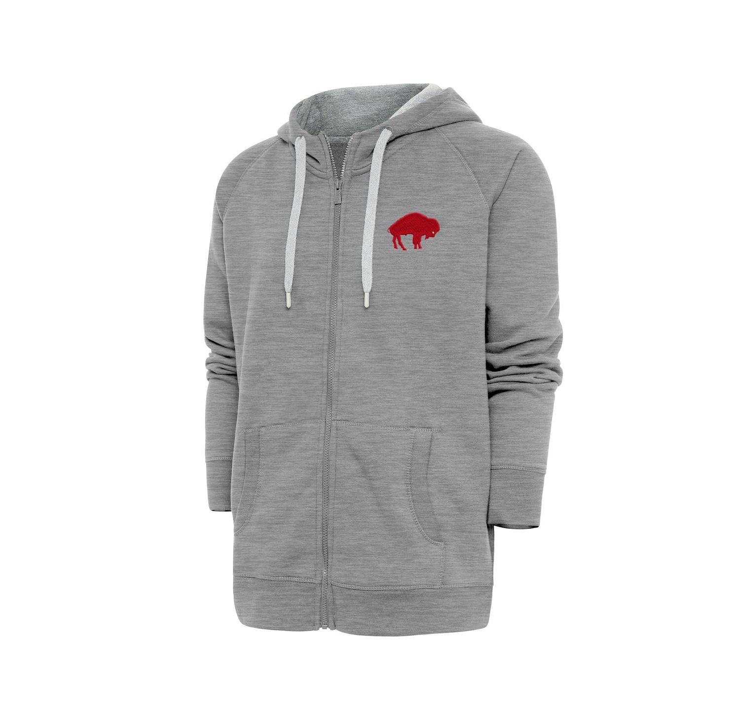 Men's Heather Gray Buffalo Bills Throwback Logo Victory Full-Zip Hoodie