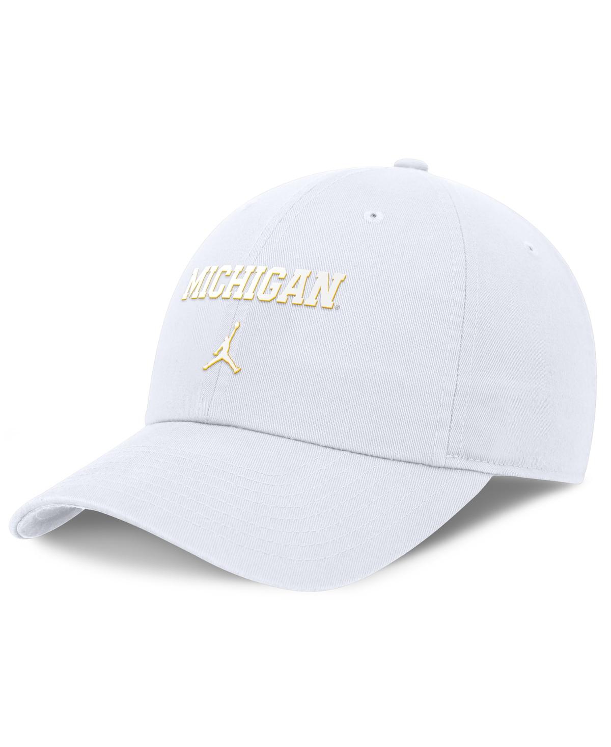 Jordan Men'sâ White Michigan Wolverines Club Swoosh Performance Adjustable Hat
