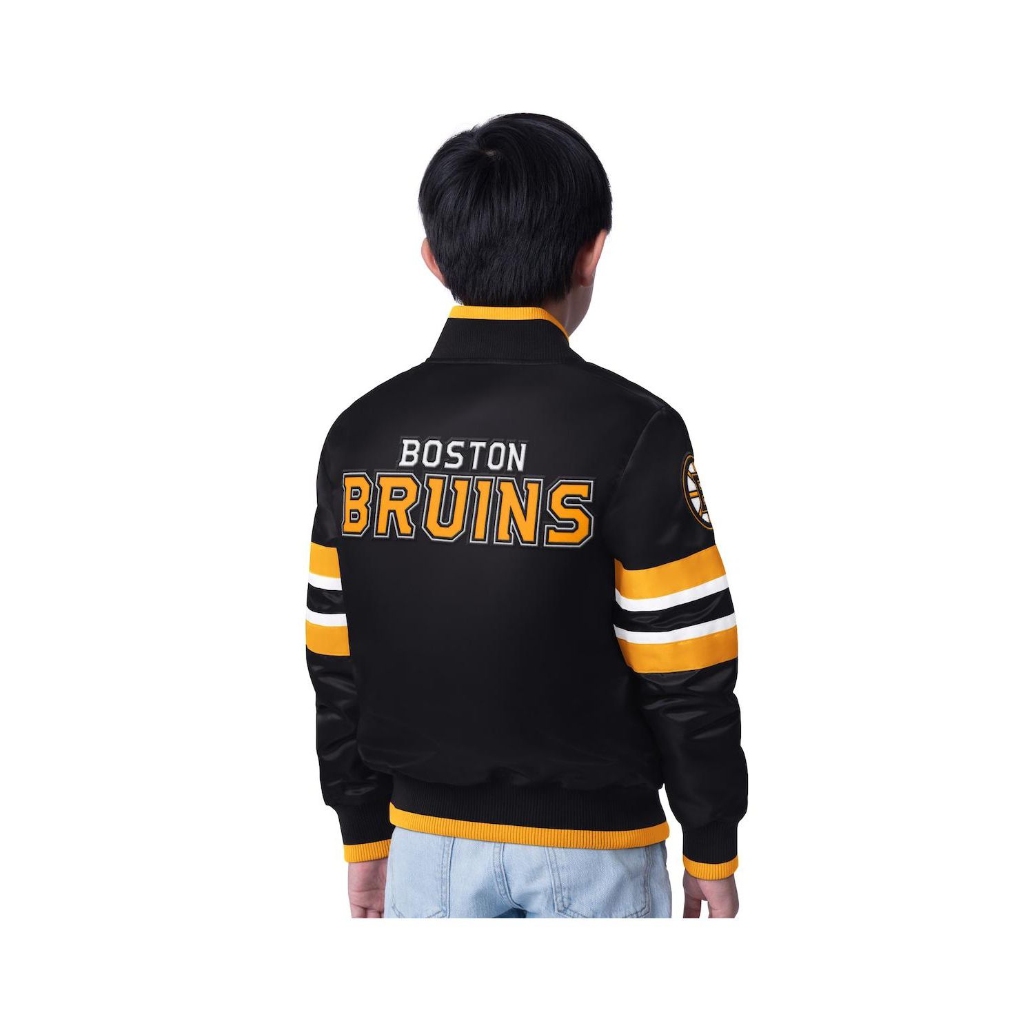 Big Boys and Girls Black/Gold Boston Bruins Scout 1 Full-Snap Varsity Jacket