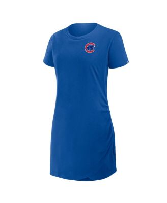 Women's Royal Chicago Cubs Ruched Drape T-Shirt Dress