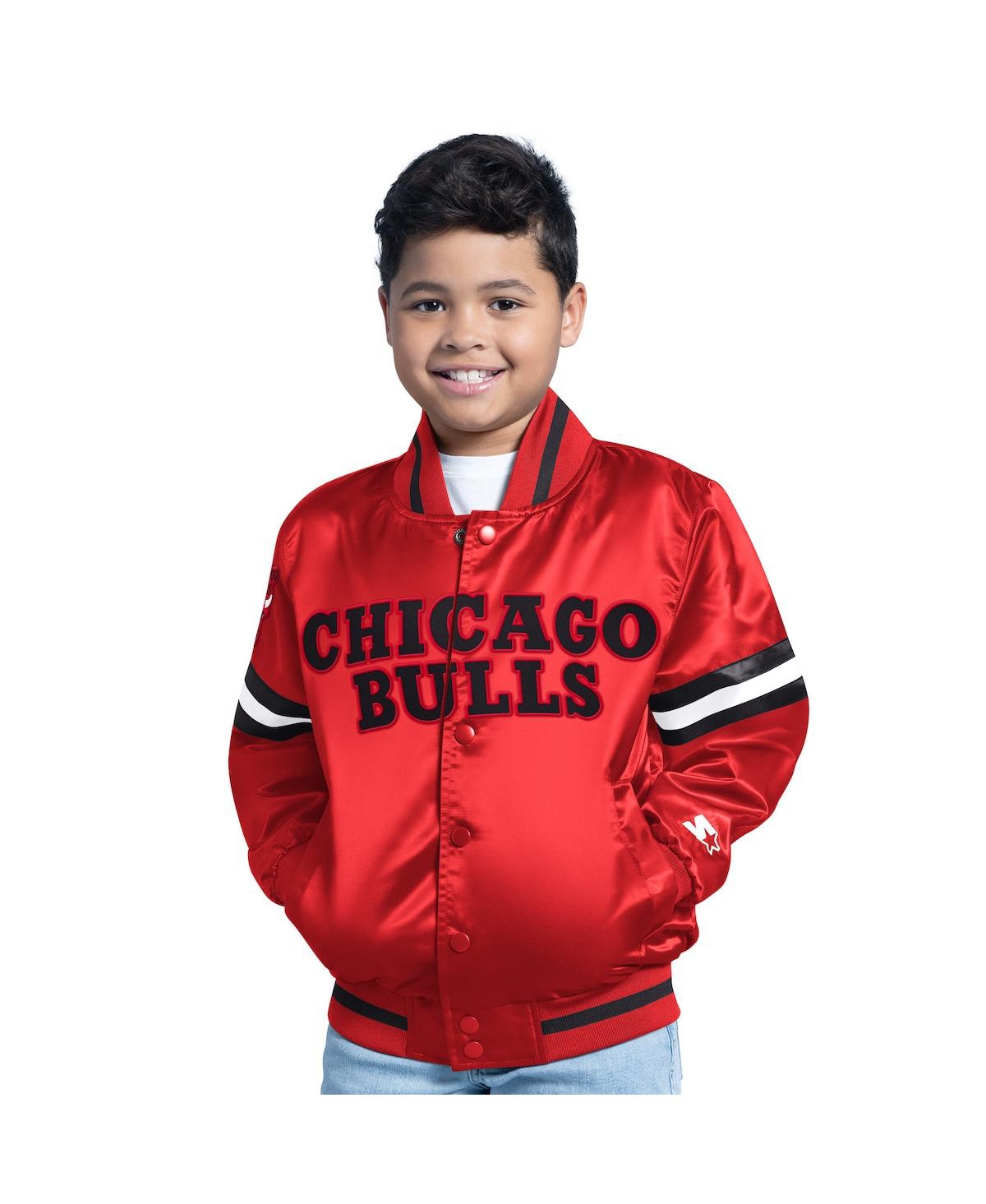 Starter Big Boys And Girls Red Chicago Bulls Scrimmage Full-snap Varsity Jacket