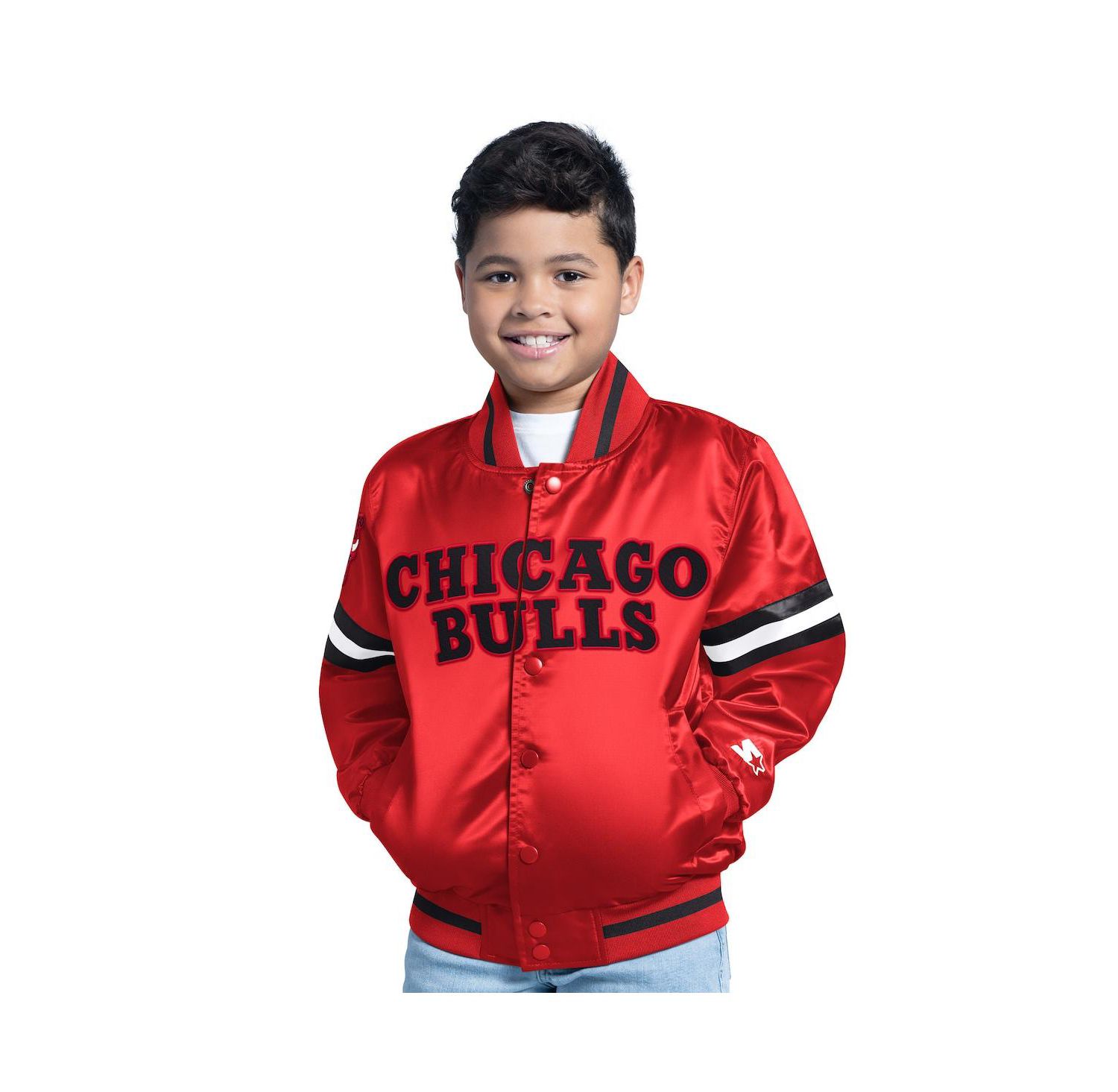 Big Boys and Girls Red Chicago Bulls Scrimmage Full-Snap Varsity Jacket